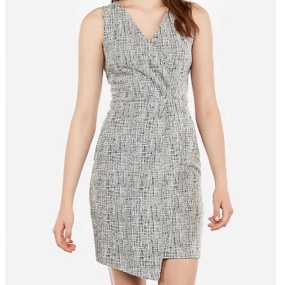 EXPRESS Sleeveless Gray Textured Dress